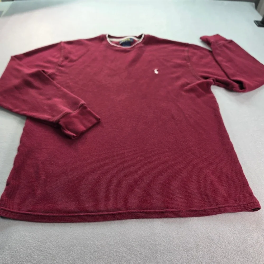 Polo Ralph Lauren Men's Burgundy Waffle Knit Thermal Shirt Preppy Classic L